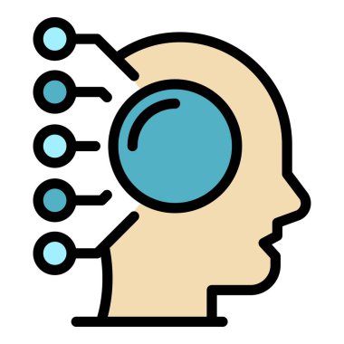 Mantıksal eleştirel düşünme ikonu ana hatları vektörü. İş zihni. İnsan renginin düz olduğunu düşün