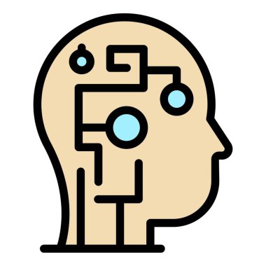 Refleksyon ikonu ana hatları vektörünü düşünüyorum. Düşün. Kritik insan rengi düzlüğü