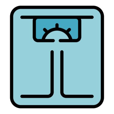 Ağırlık ölçekli simge dış hat vektörü. Dengeyi ölçekle. Kayıp denetim rengi düz