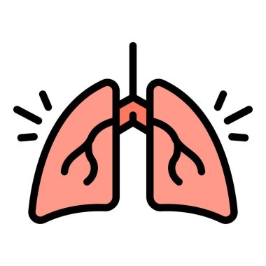 Sağlıklı akciğerler ikon ana hat vektörü. İnsan sağlığı. Nefes hastalığı rengi düz