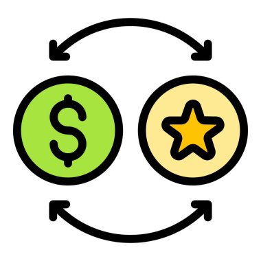 Ödül değişimi simgesi özet vektörü. Müşteri programı. Çevrimiçi servis rengi düz