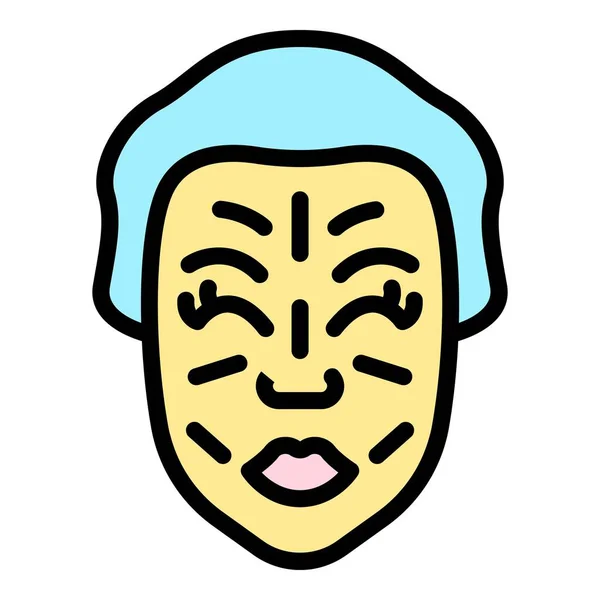 Massage Hautpflege Symbol Umrissvektor Gesichtsschönheit Roller Pflege Farbe Flach — Stockvektor