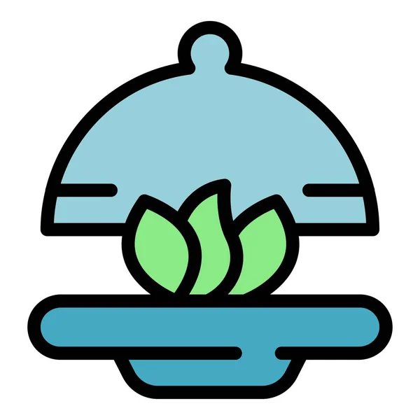 ダイエット食品アイコンアウトラインベクター 自由に食べる ビーガン健康な色フラット — ストックベクタ