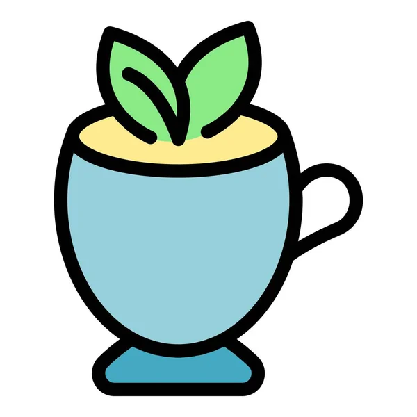 茶杯图标轮廓矢量 生态家居色彩扁平 — 图库矢量图片