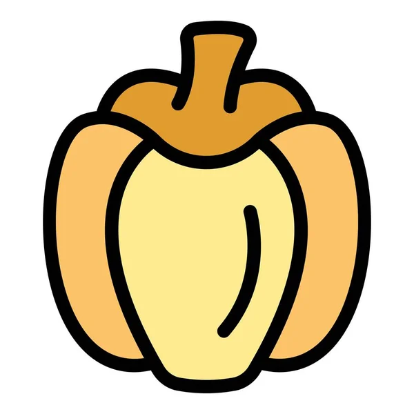 Vegano Icono Calabaza Contorno Vector Comida Dietética Nutrición Cena Color — Vector de stock