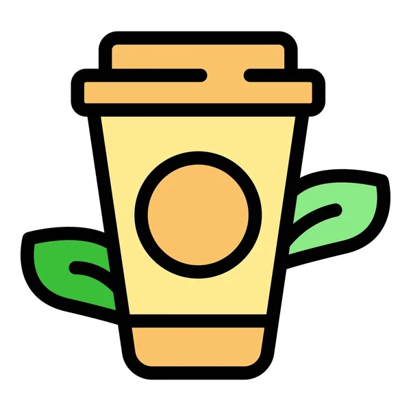 Coffee Cup Icon Outline Vector Диета Веганский Свободный Цвет Плоский — стоковый вектор