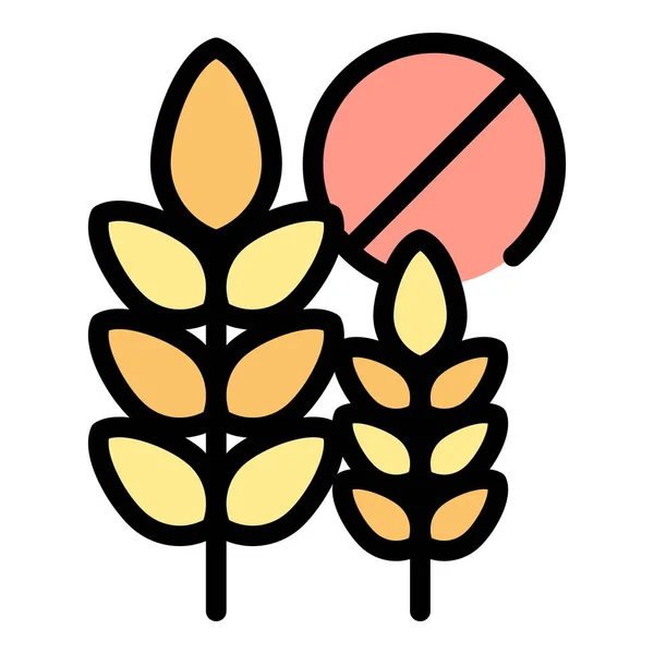 Glutenfreies Weizen Symbol Umrissvektor Nahrungsgetreide Diät Organische Farbe Flach — Stockvektor