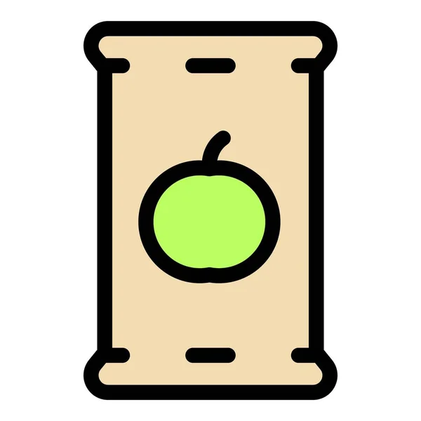 Apple Snack Pack Icône Contour Vecteur Étiquette Produit Pomme Terre — Image vectorielle