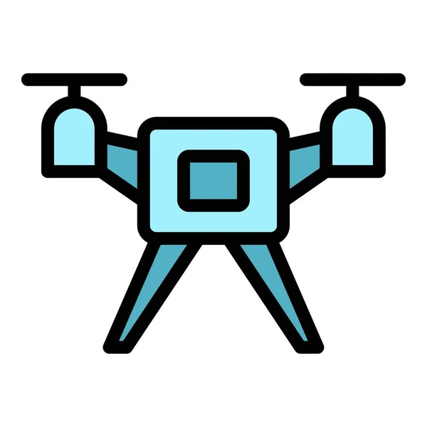 Spy Drone Icône Contour Vecteur Caméra Aérienne Couleur Contrôle Web — Image vectorielle