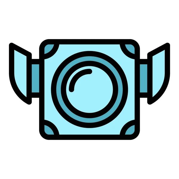 Вектор Контура Иконки Камеры Действия Воздушный Дрон Цвет Плоского Контроля — стоковый вектор