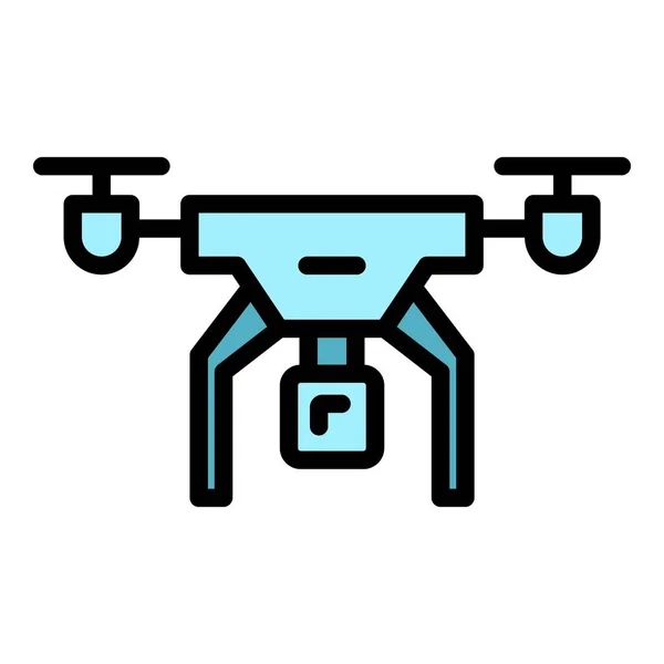 Cinema Drone Icon Outline Vector Aerial Camera Spy Control Color — Stock Vector