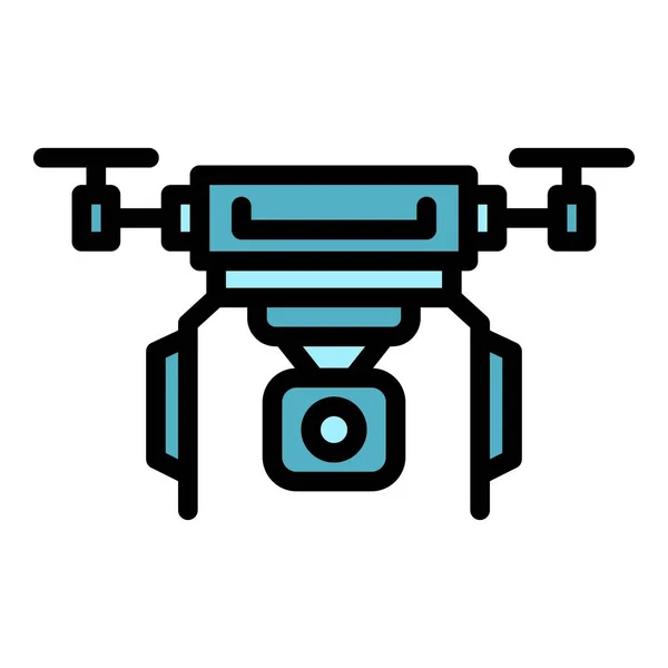 Uçuş Simgesi Ana Hat Vektörü Kamera Aracı Video Pervane Rengi — Stok Vektör