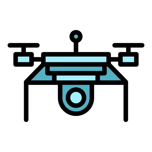 Techno Drone Icona Contorno Vettore Telecamera Aerea Air Spy Colore — Vettoriale Stock