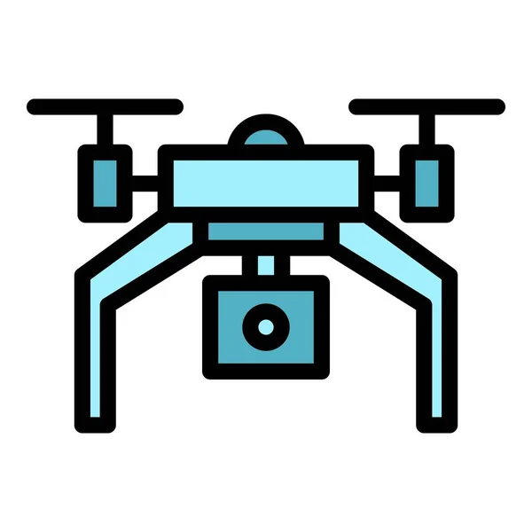 Techno Drone Icon Outline Vector Spy Control Camera Vehicle Color — Stock Vector