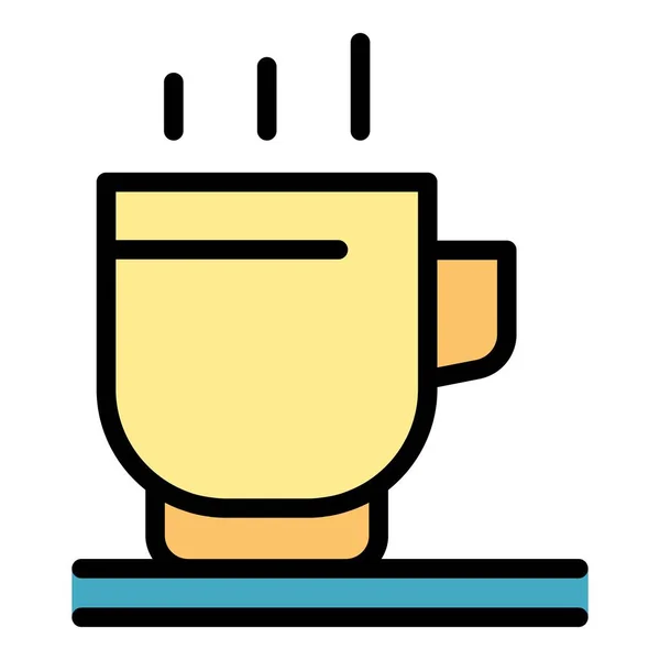 Горячая Чашка Кофе Иконка Вектор Кружка Кафе Капучино Напиток Цвет — стоковый вектор