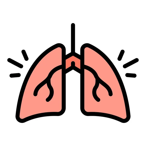 Ikona Zdrowych Płuc Wskazuje Wektor Ludzkie Zdrowie Choroba Oddechowa Kolor — Wektor stockowy