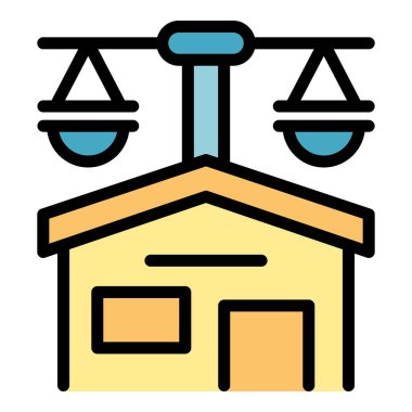 Ev telif hakkı ikonu ana hatları vektörü. Yasal koruma. Veri içeriği rengi düz