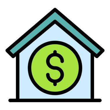 Charity Money House ikonu ana hatları vektörü. Finansal yardım. Yatırımcı gönüllü rengi düz