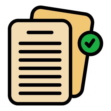 Onaylanmış liste simgesi ana hatları vektörü. Araba sitesi. Hediye yazma rengi düz