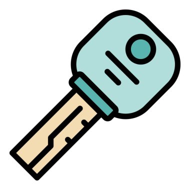 Araba anahtarı simgesi ana hat vektörü. Alarmlı el. Sistem otomatik renk düzlüğü