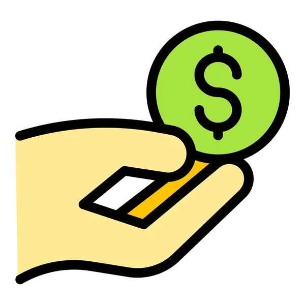 Charity Hand Money Icon Outline Vector Help People Love Investor — Stock Vector
