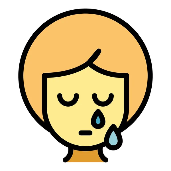 Girl Crying Icon Outline Vector School Violence Child Bully Color — Stock Vector