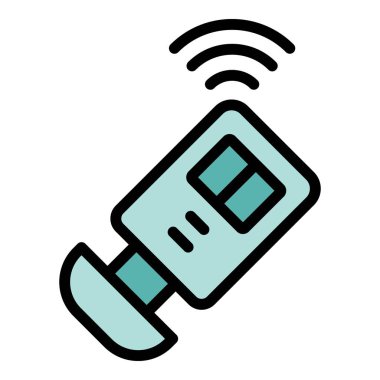 Sesli araba alarm simgesi ana hatları vektörü. Anahtar sistemi. Otomatik uzak renk düzlüğü