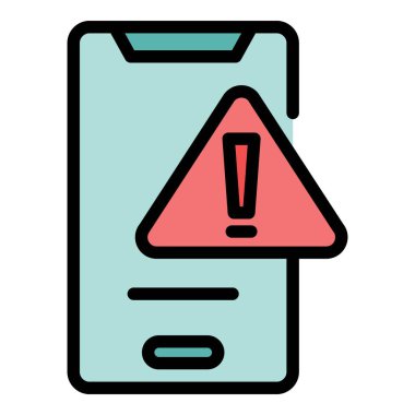 Akıllı telefon araba kontrol ikonu ana hatları vektörü. Alarm anahtarı. Otomatik uzak renk düzlüğü