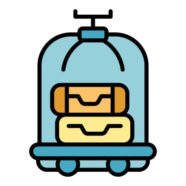 Tramvay ikonu ana hatları vektörünü depola. Araba çantası. Seyahat çantası rengi düz