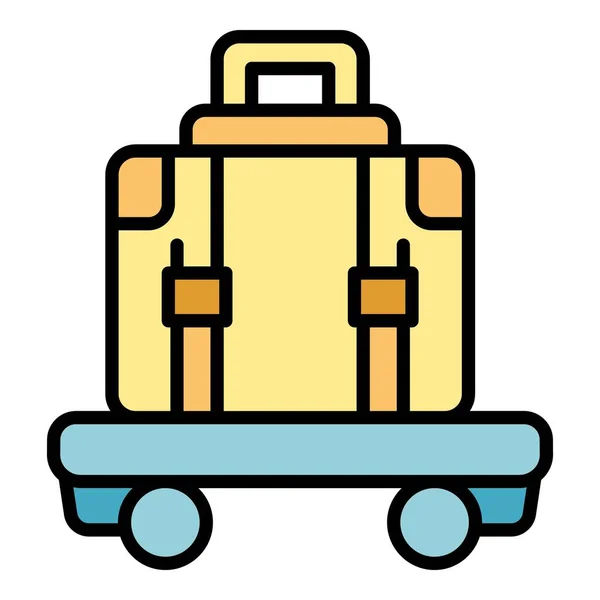 Das Symbol Des Gepäckwagens Umreißt Den Vektor Hotelkoffer Farbe Des — Stockvektor
