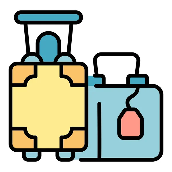 Luggage Icon Outline Vector Hotel Baggage Travel Bag Color Flat — Stock Vector