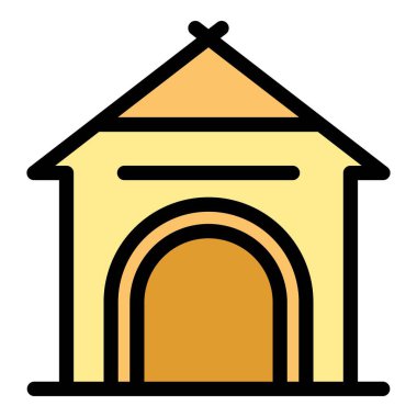 Köpek kulübesi ikonu ana hat vektörü. Yürü evcil. Köpek köpek köpek rengi düz