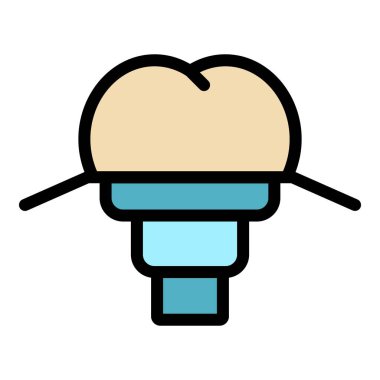 Stomatoloji ikon taslak vektörü. Ağız bakımı. Tıbbi diş rengi düz