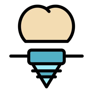 Abutment implant ikon ana hatları vektörü. Ağız bakımı. Parantez çizgisi rengi düz