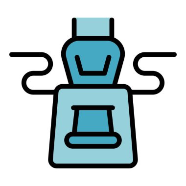 Mutfak önlüğü ikonu ana hatları vektörü. Aşçı şefi. Cep üniforması rengi düz