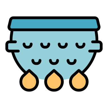 Seramik süzgeç ikonu ana hatları vektörü. Yemek süzgeci. Sieve utensil rengi düz