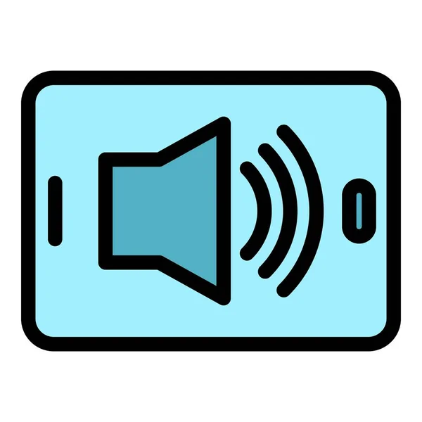 Audioboek Icoon Omtrek Vector Online Studie Mobiele Media Kleur Plat — Stockvector