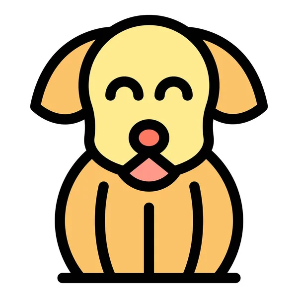 可爱的小狗图标轮廓矢量 遛狗犬爪颜色扁平 — 图库矢量图片