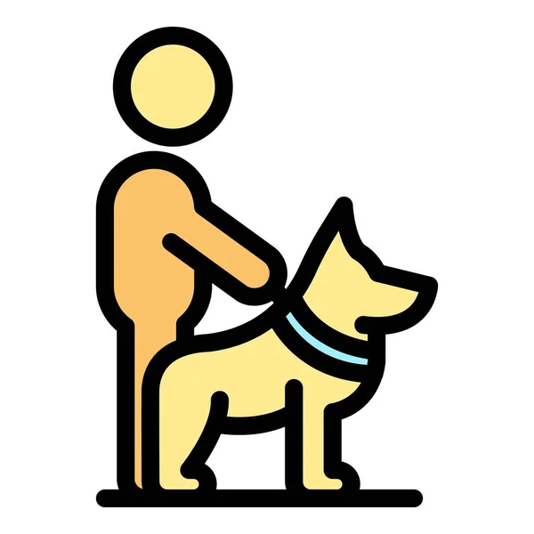 Kid Pet Walk Icon Outline Vector Summer Park Person Animal — Stock Vector
