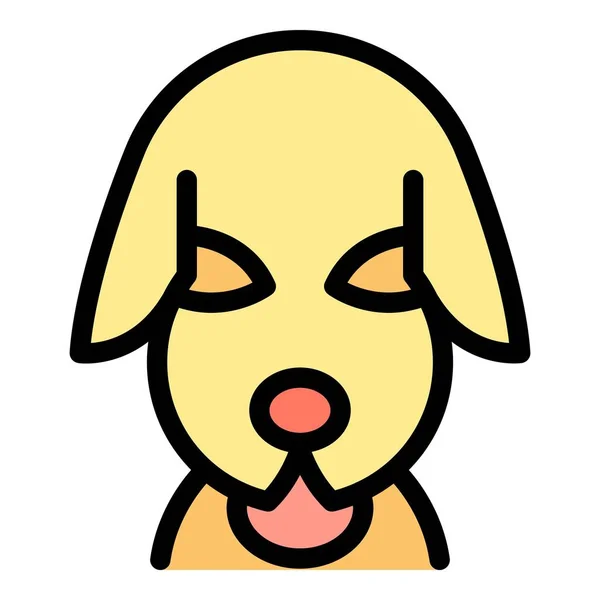 Smiling Puppy Icon Outline Vector Dog Pet Animal Canine Color — Stock Vector