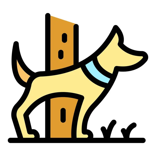 Perro Parque Paseo Icono Contorno Vector Cachorro Mascota Animal Color — Vector de stock