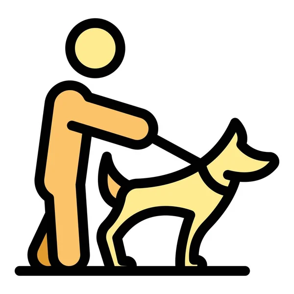 湖狗步图标轮廓矢量 宠物狗 动物犬色扁平 — 图库矢量图片