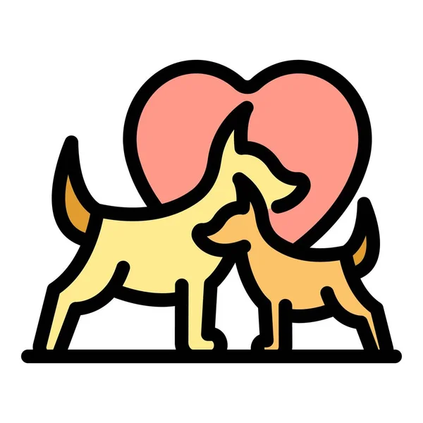Psy Kochają Ikony Zarysu Wektora Wyprowadzka Animal Pies Kolor Płaski — Wektor stockowy