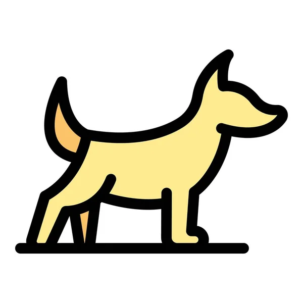 かわいい犬のアイコンアウトラインベクター ペットを歩く サマーパークカラーフラット — ストックベクタ