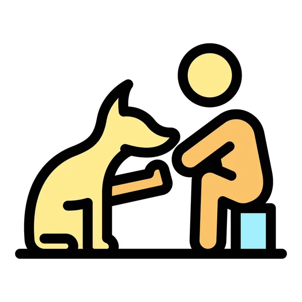 Hundeausflug Spielen Symbol Umrissvektor Welpe Park Tier Farbe Flach — Stockvektor