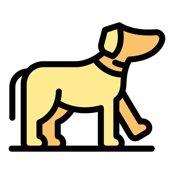 Caminar Mascota Icono Contorno Vector Perro Cachorro Animal Color Canino — Vector de stock