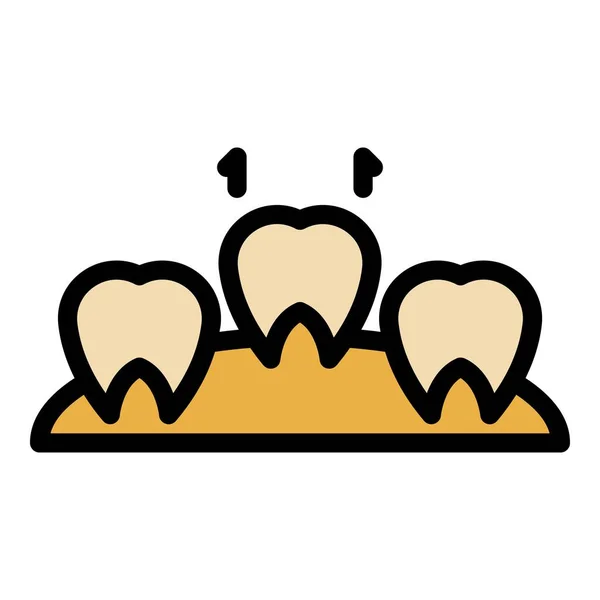 Εμφύτευση Διάνυσμα Περίγραμμα Εικονίδιο Οδοντικό Δόντι Οδοντίατρος Στέμμα Χρώμα Επίπεδη — Διανυσματικό Αρχείο