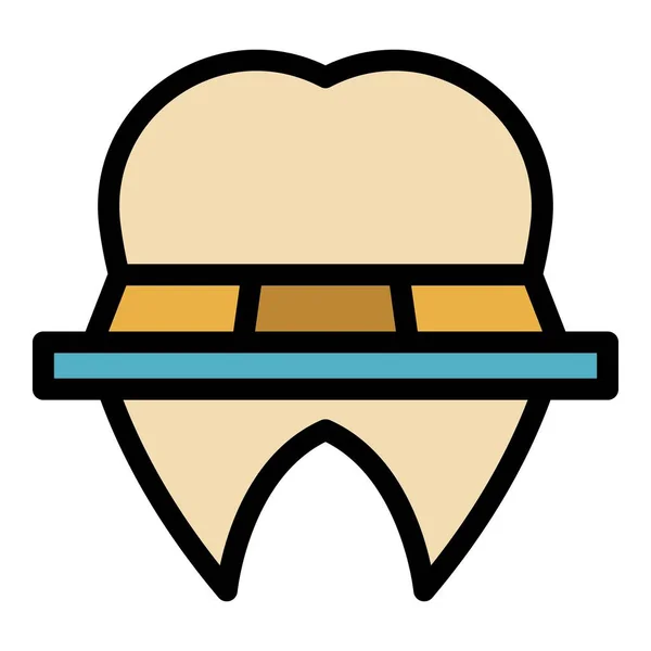 Вектор Контура Иконки Зубного Импланта Уход Зубами Цвет Полости Рта — стоковый вектор