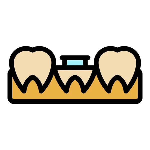 Zahnarzt Implantat Symbol Umrissvektor Zahnzahn Pflege Orale Farbe Flach — Stockvektor