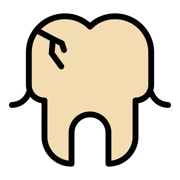 Pęknięty Kontur Ikony Zęba Wektor Implant Dentystyczny Dentysta Opieki Kolor — Wektor stockowy